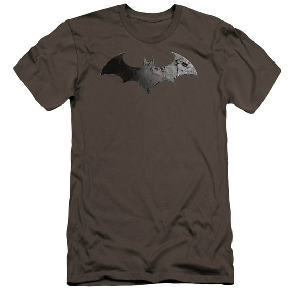 Batman Arkham City Bat Logo Premium Canvas T-Shirt Adult Slim Fit 30/1-Charcoal