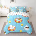 thumbnail image 2 of jejeloiu Cartoon Duck 7-Piece Twin Bedding Sets,Swimming Ring Bedding Comforter Set,Yellow Blue White Sheet Sets For Boys Girls,Microfiber Bedroom Decor Reversible, 2 of 8