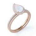 thumbnail image 3 of JeenMata Anillo de Bodas Antiguo de 1,5 Uds con Forma de Pera de Ópalo de Fuego y Moissanita Engastado en Oro Rosa de 18 K sobre Plata, 3 of 9