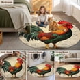thumbnail image 6 of 3.3ft Washable Round Rug, Retro Rooster Animal Non-Slip Circle Area Rug for Entryway Bedroom, Watercolor Country Style Indoor Accent Floor Mat for Home Decor, 6 of 9