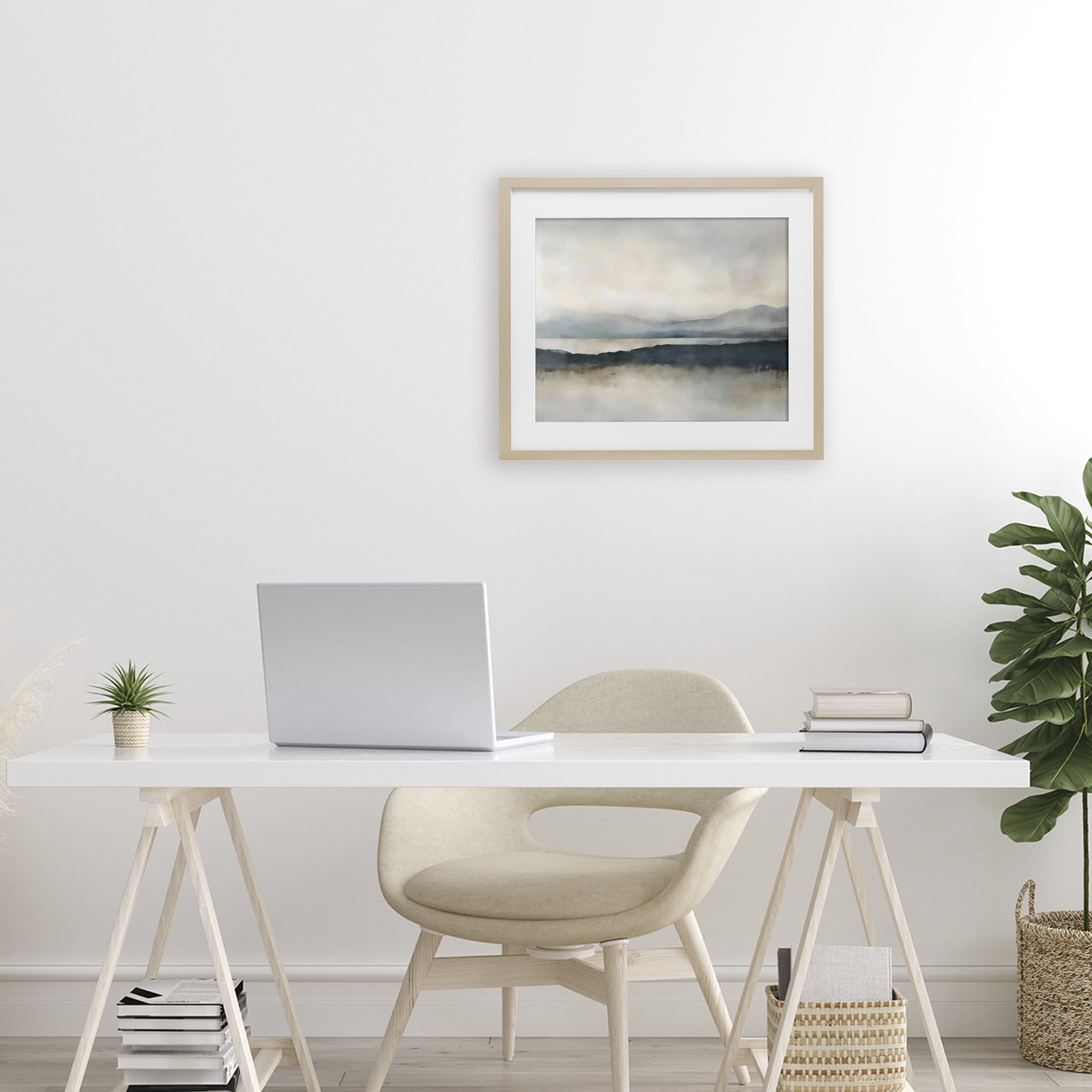 Stupell Industries Muted Horizon Mountainscape Birch Framed Print Under Glass, design by Riley B