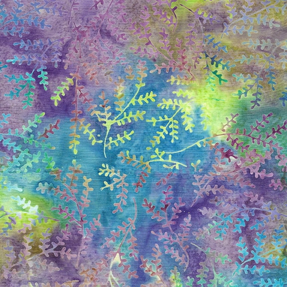 Sprig - Multi Green Purple - Mardi Gras - Island Batik