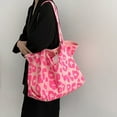 thumbnail image 5 of JennyShop Pink Leopard Printing Bag Large Capacity Tote Bag Animal Printing Canvas Bag Women's Shoulder Handbag New, 5 of 7