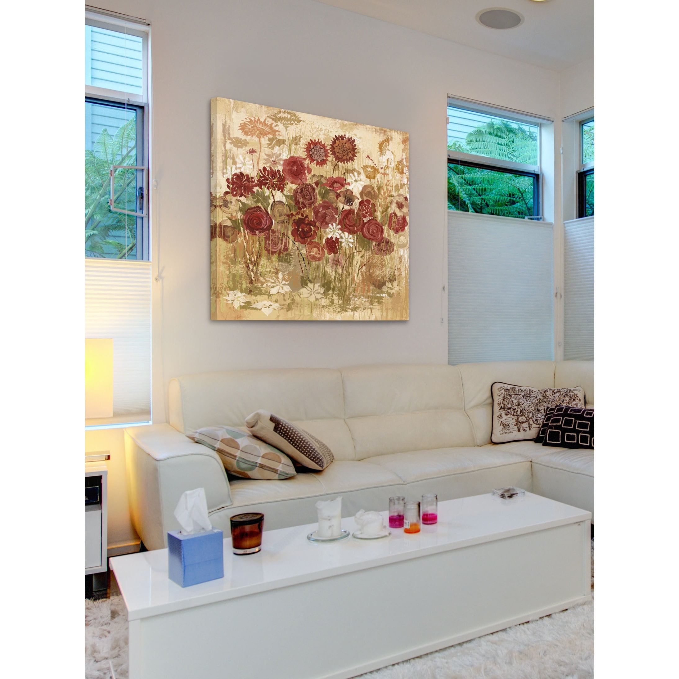 Marmont Hill "Floral Frenzy Burgundy V" Painting Print on Canvas
