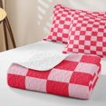 thumbnail image 4 of Homewish Classic Checkerboard Twin Quilt Set for Girls, Geometric Gingham Twin Coverlet Set, Hot Pink, 4 of 7