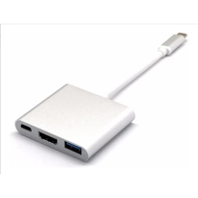 Adaptador Usb C 3 En 1 Ele-Gate Hdmi 4K Usb 3.0 Carga Macbook Color Blanco Modelo WI.134
