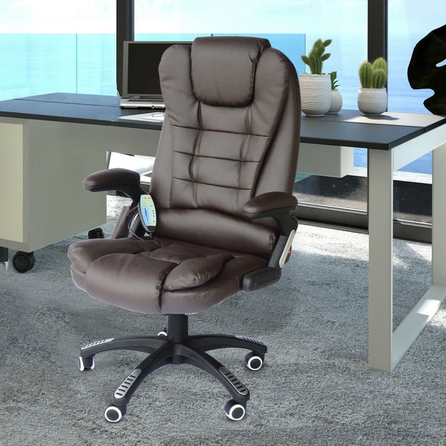 Executive Ergonomic Massage Chair Heated Vibrating Computer Office Desk Black US 