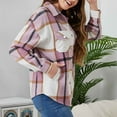 thumbnail image 5 of Women's Button Down Plaid Shirt Jacket Long Sleeve Classic Fit Lapel Baggy Casual Tops Shackets with Pockets, 5 of 7