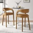 thumbnail image 3 of Modway Pinnacle Vegan Leather Bar Stool Set of Two in Tan Silver, 3 of 10
