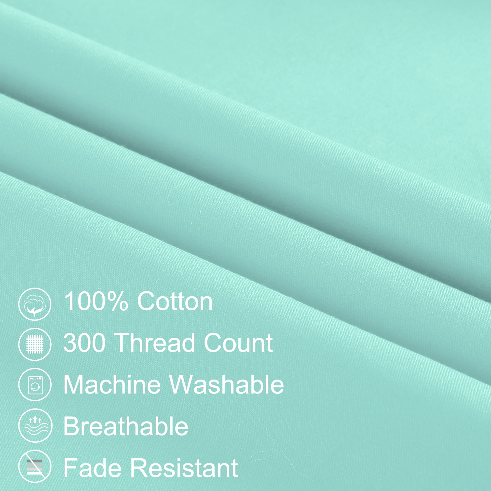 3 Pack Breathable Egyptian Cotton Body Pillow Covers, 20" x 48", Cyan