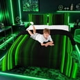 thumbnail image 3 of meiyoeat Modern Green Striped Queen Comforter Sets, Luxury Dark Gradient Bedding Set for Boys, Green, Black Reversible 3 Pieces, 1 Comforter and 2 Pillowcases, 3 of 6