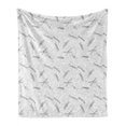 thumbnail image 1 of Dragonfly Soft Flannel Fleece Throw Blanket, Greyscale Foliage Leaves Pattern with Sketch Spring Bugs Wildlife, Cozy Plush for Indoor and Outdoor Use, 50" x 70", Pale Grey White, by Ambesonne, 1 of 6