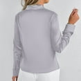thumbnail image 5 of RYRJJ Elegant Business Blouses for Women Satin Silk Tops Long Sleeve Bow Tie V-Neck Office Work Dressy Shirts(Gray,S), 5 of 6