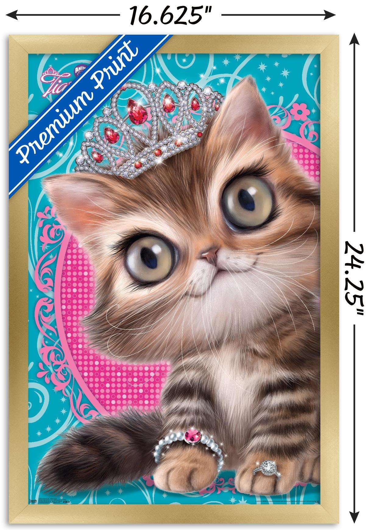 Animal Club - Kitten in a Tiara Wall Poster, 14.725" x 22.375", Framed