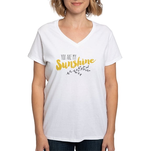 CafePress - You Are My Sunshine T Shirt - Womens Cotton V-Neck T-shirt