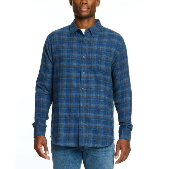 Weatherproof Vintage Men's Regular-Fit Plaid Flannel Shirt - Ink Blue-Small