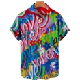 thumbnail image 1 of Summer Men's Shirts Colorful Graffiti 3D Printing Hawaiian Shirts Single Row Button Short Sleeves Men's Trend Loose Tops, 1 of 5