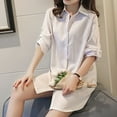 thumbnail image 6 of Women Girl Fashion White Black Long Sleeve V Neckline Slim Shirt Oversize Dress, 6 of 9