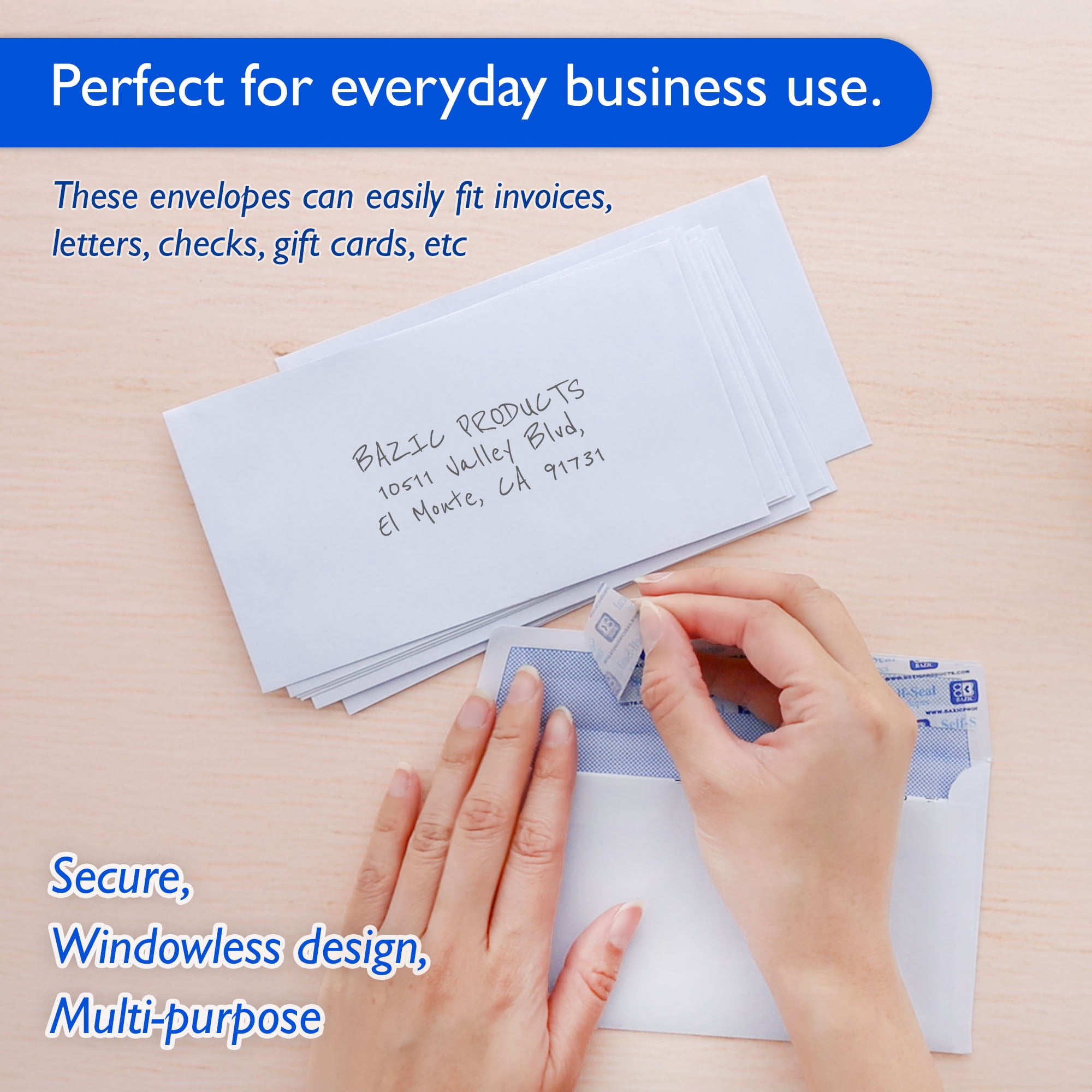 BAZIC Security Self Seal Envelope 4 1/8" x 9 1/2" #10 Tint Mailing Envelopes, 960-Count