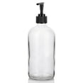 thumbnail image 2 of Clear Glass Boston Round Bottle with Black Lotion Pump (12 Pack), 2 of 3