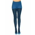 thumbnail image 3 of Leg Avenue Women's Nylon Striped Tights, Black/Blue, One Size, 3 of 5