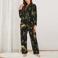 thumbnail image 3 of Disketp Pajamas Set Long Sleeve Sleepwear Womens Button Down Nightwear Pj Sets-Christmas Gold Deers1, 3 of 9