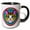 Black/White, variant on 3drose, Attractive Colorful Cat Portrait Inside the Geometrical Round Shape, 15oz Mug
