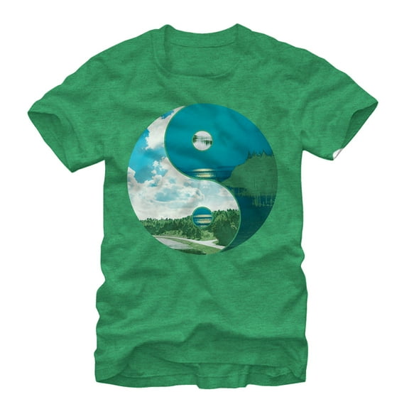 Men's Lost Gods Yin Yang Landscape Graphic Tee Kelly Green Heather 2X Large