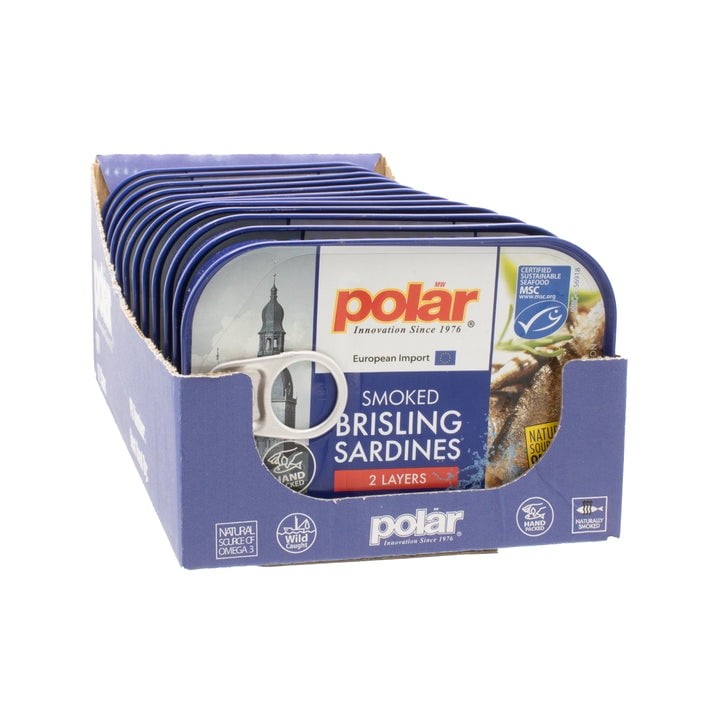 MW Polar Smoked Brisling Sardines in Spring Water, 3.52 oz Can, Wild Caught (Pack of 12)