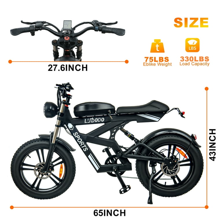 Electric Dirt Bike for Adults 750W Motor 48v 17.8AH ,Top Speed 34MPH,75Miles Long Range 7 speed Motorcycle,20*4.0 Fat Tire Electric Motorcycle with Dual Shock Absorber,Double Disc Brake