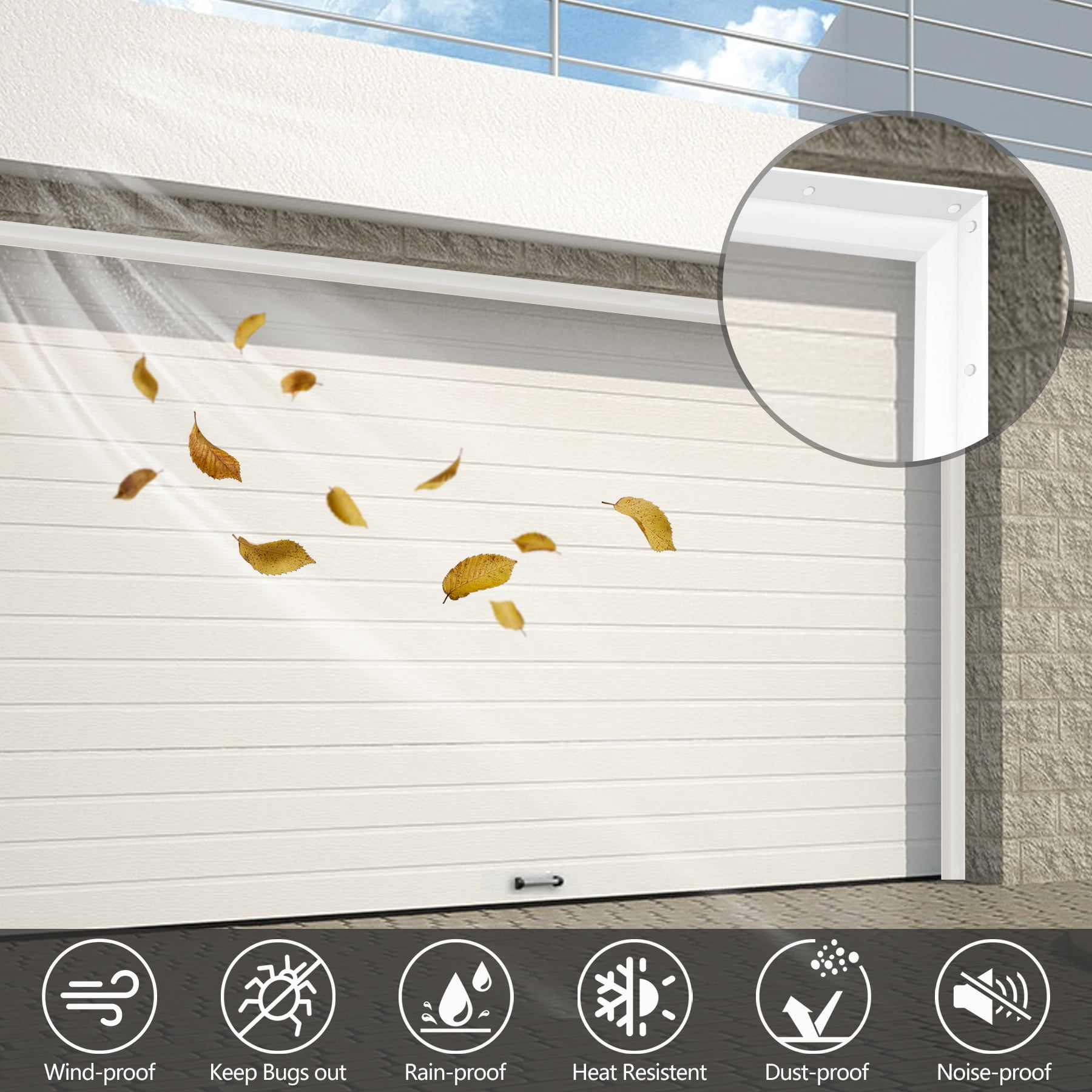 Gaahing Garage Door Top and Sides Seal Strip,Self-Adhesive Weatherproofing Molding Trim with 40 Sets of Screws