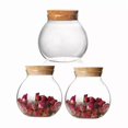 thumbnail image 2 of Set Of 3 Round Glass Jars With Cork Lid – 17Oz Wedding Candy Jar Kitchen Storage, 2 of 6