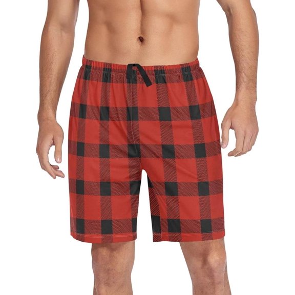 GZHJMY Buffalo Plaid Pajama Pants Short for Men, Lounge Pants Lightweight Men Pajama Bottoms with Drawstring Pockets, Christmas New Year Birthday Gifts, XX-Large