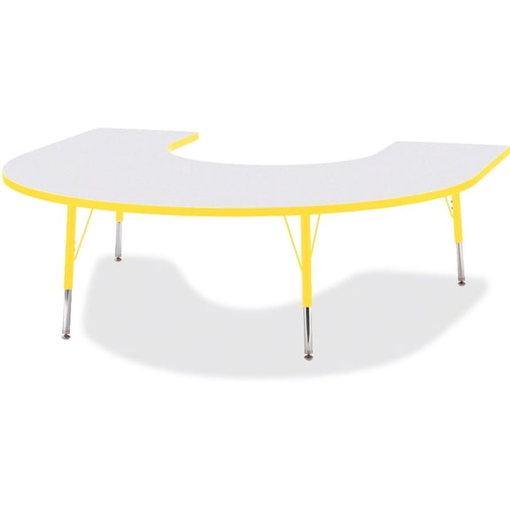 Horseshoe Activity Table - 66" X 60", E-height - Freckled Gray/Yellow/Gray