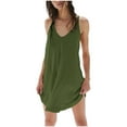 thumbnail image 2 of Gspmoly Robes d'Été, Mode Femme Vacances Été Jachère Sans Manches Couleur Unie Robe Taille Haute Robe de Cocktail Liquidation, 2 of 8