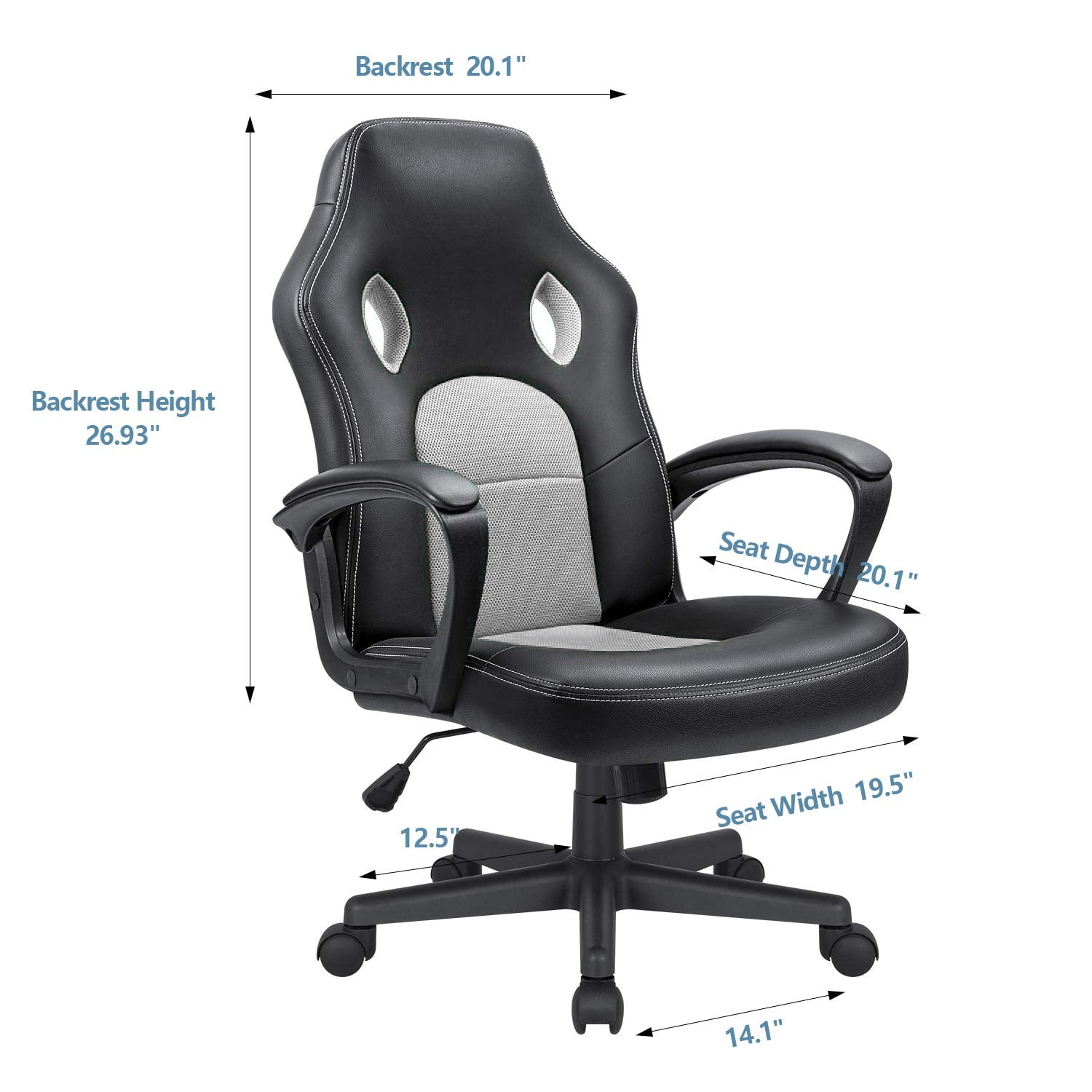 Lacoo Faux Leather Computer Gaming Chair Office Desk Chair with Lumbar Support, White
