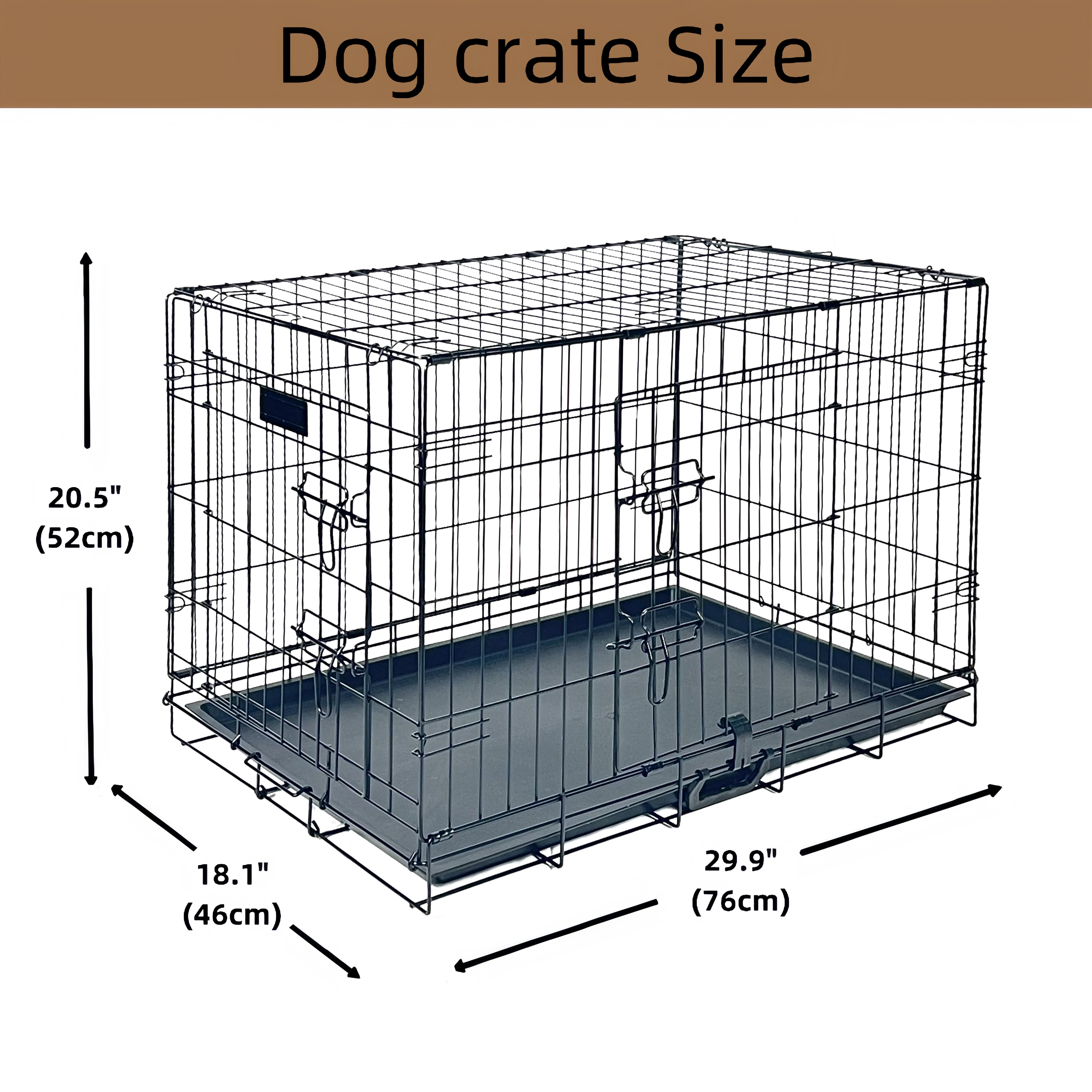 GODOHOME 30'' Collapsible Dog Crate Wire Pet Dog Crate with Double Doors
