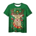 thumbnail image 1 of Camisetas de animales para hombres con estampado de alces de Navidad en 3d, ropa informal de verano para hombres, camisetas holgadas de gran tamaño, camisetas de manga corta Harajuku, 1 of 4
