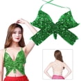thumbnail image 3 of Sujetador de danza del vientre perfecl con lentejuelas mariposa verde, 3 of 8