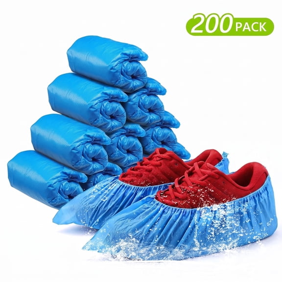 200 Pack Disposable Shoe Covers Non Slip Shoes Covers Waterproof and Recyclable Shoe Booties for Indoor Guest Visitor Real Estate Workplace Blue