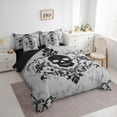 thumbnail image 4 of Manfei Spooky Skeleton Skull Twin Bedding Sets 7-Piece, Damask Flower Print Bedding Comforter Set, Vintage Western Bohemian Reversible Sheet Sets, Microfiber Bedroom Decor, 4 of 8
