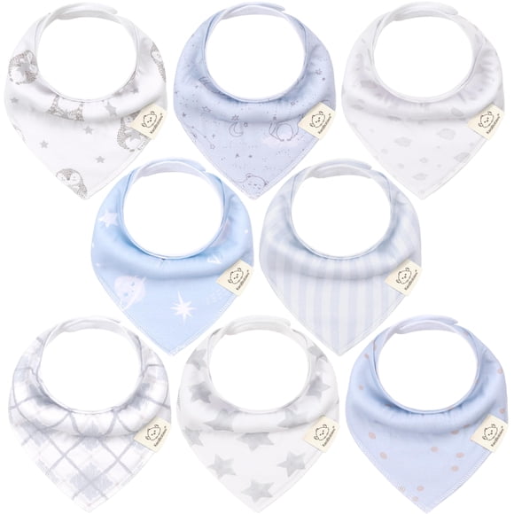 Baberos tipo bandana para bebés KeaBabies de algodón orgánico, paquete de 8