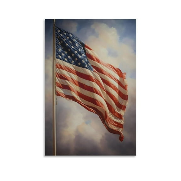 American Flag Poster Print Artwork Patriotic Flag Wall Art Heartlands Prints Canvas Wall Art Posters for Room Aesthetic