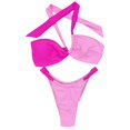 thumbnail image 1 of Womens Swimsuits Color Blocking Three-Point Spaghetti Strap Bikinis Pink Bathing Suit for Women M, 1 of 8