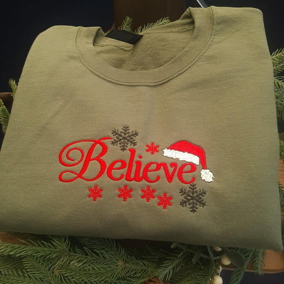 Believe Christmas Sweatshirt, Family Embroidered Sweatshirt, Group Xmas Jumper, Matching Christmas Hoodie, Gift for Family
