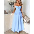 thumbnail image 6 of Baby Blue Ruched Bust Maxi Dress With Adjustable Straps And Crisscross Back, 6 of 30