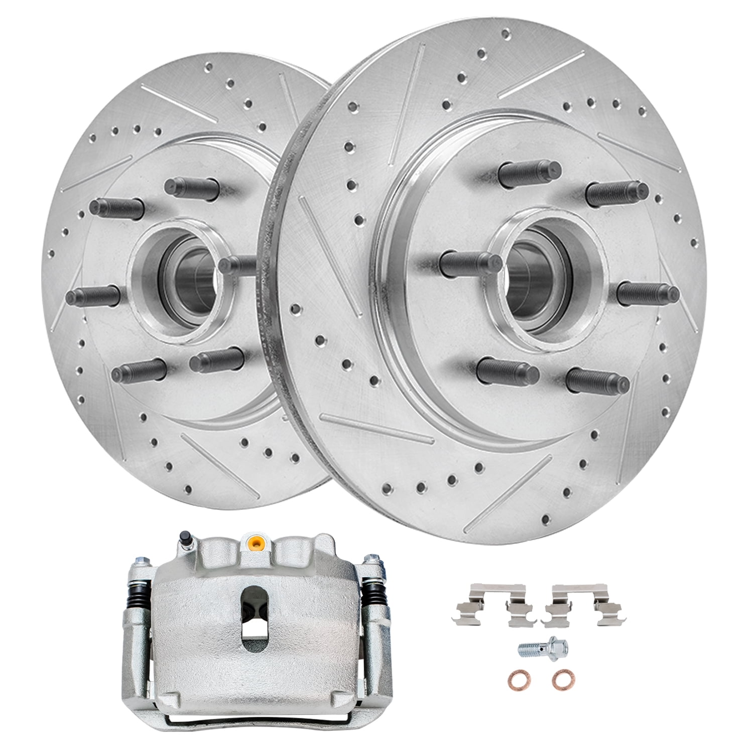 Detroit Axle - 2WD 6-Lug Front Drilled & Slotted Rotors Left Brake Caliper  Replacement for 2004 2005 Ford F-150
