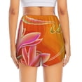 thumbnail image 4 of Uemuo Orange Flower Psychedelic Pattern Women's Athletic Shorts High Waisted Running Shorts with Liner Pockets Gym Elastic Workout Shorts-, 4 of 9