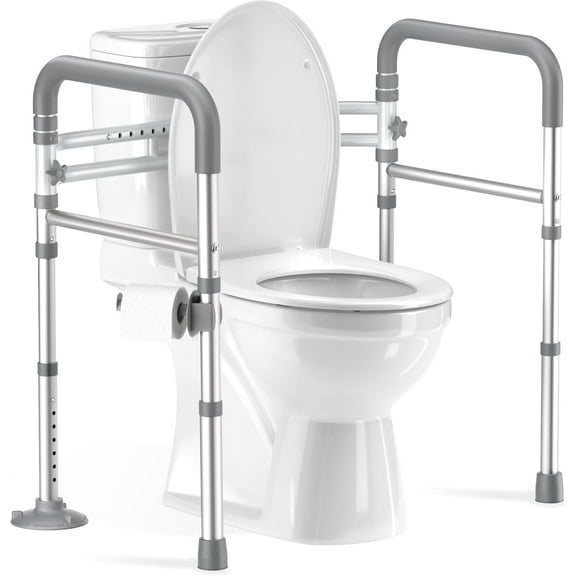 FSA/HSA Eligible Toilet Safety Rails for Seniors, Adjustable Toilet Handles for Elderly and Disabled, Foldable Handicap Toilet Safety Frame Fit Any Toilets (350 LB)