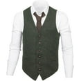 thumbnail image 2 of GFDYREE Men's Slim Fit Herringbone Tweed Suits Vest Premium Wool Blend Waistcoat, 2 of 7